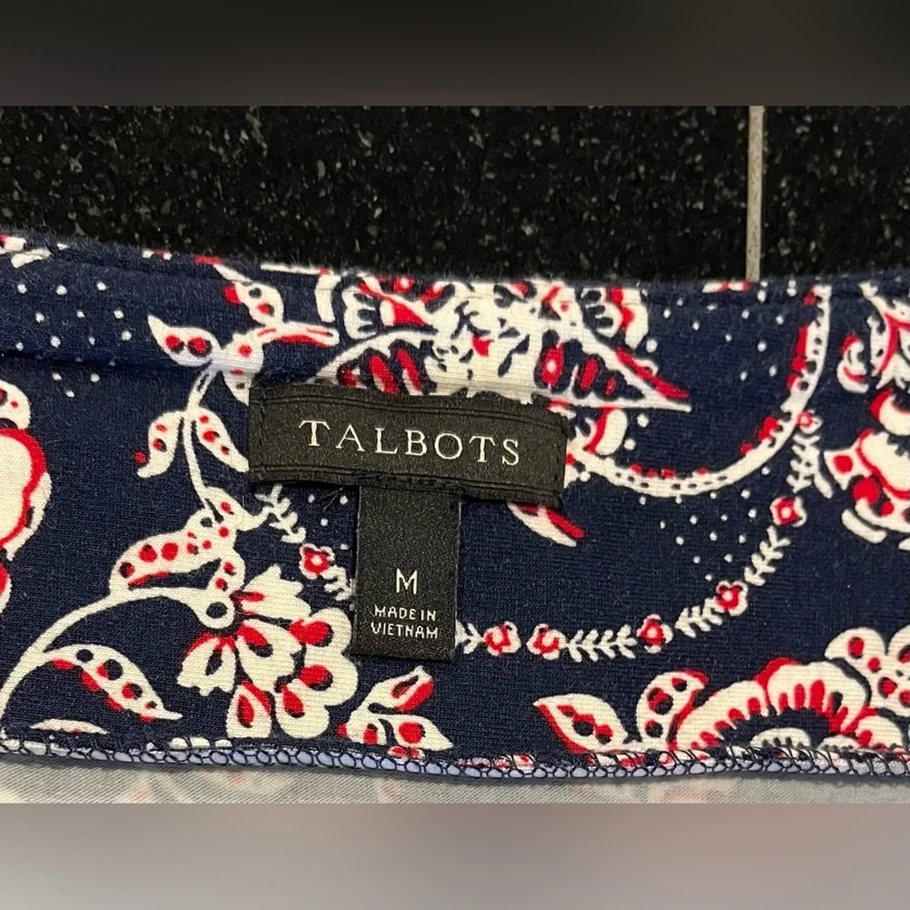 Talbots Jersey Knit Maxi Skirt elastic Waist side Slits red-white-blue SZ. Med - Picture 3 of 15